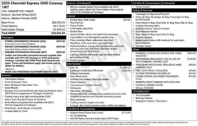 2025 Chevrolet Express Cutaway 3500 Base