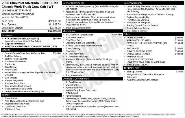 2026 Chevrolet Silverado 3500 HD Chassis Cab Work Truck