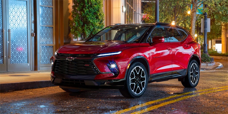 2023 Chevrolet Blazer on rainy street